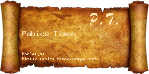 Pabics Timon névjegykártya